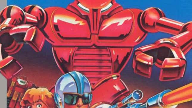An image shows promo art of a red robot from the game. 